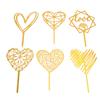 6Pcs Cake Topper Decorations Gold Heart Shaped for Cupcake Birthday Party Celebration Wedding Anniversary