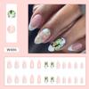 24pcs Detachable Fake Nials Press On Nails Diy Long Almond False Nails French Flowers