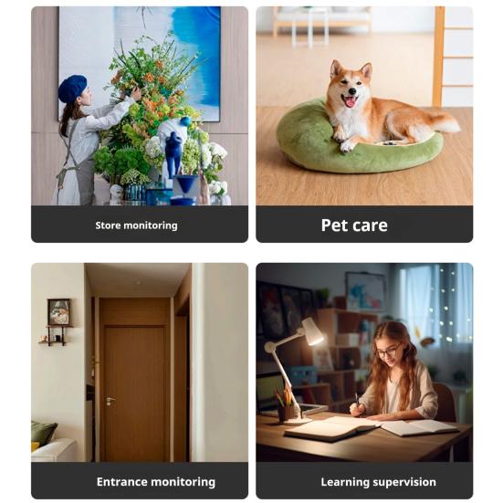Беспроводная камера для питомцев Vision Intelligent AI с ночным обнаружением, 360-градусным обзором, Wi-Fi, двойным объективом