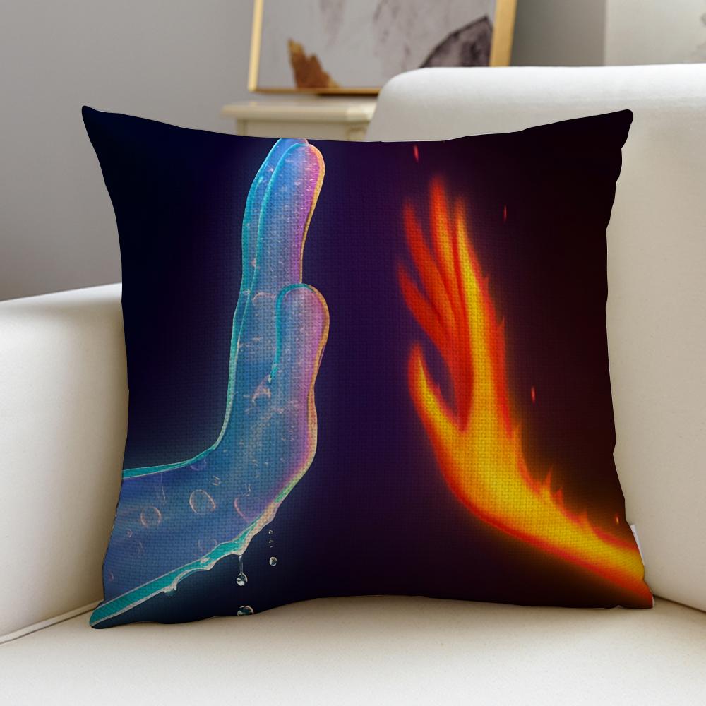 Vibrant EElementalS Cushion Cover Breathable and skinfriendly linen pillowcase square removable and washable cushion