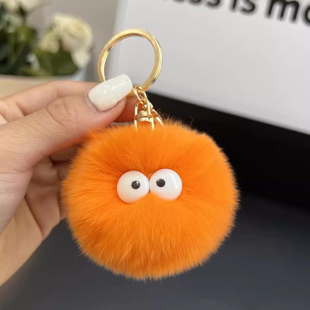 Cute Plush Coal Ball Charm: Keychain & Backpack Accessory