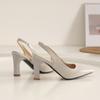 Бежево-желтые женские босоножки с ремешком через пятку Slingback с острым носом на высоком каблуке Маленький большой размер 32 46
