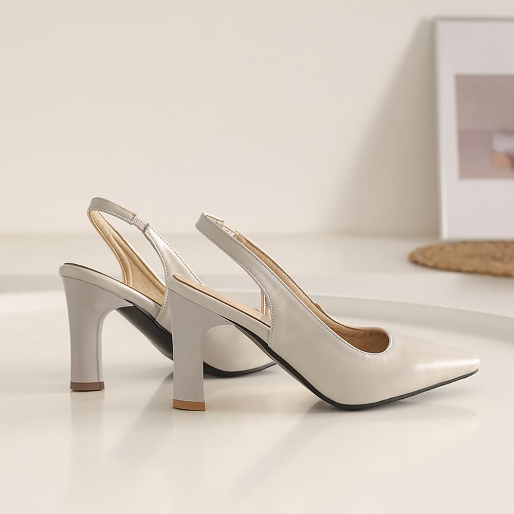 Бежево-желтые женские босоножки с ремешком через пятку Slingback с острым носом на высоком каблуке Маленький большой размер 32 46