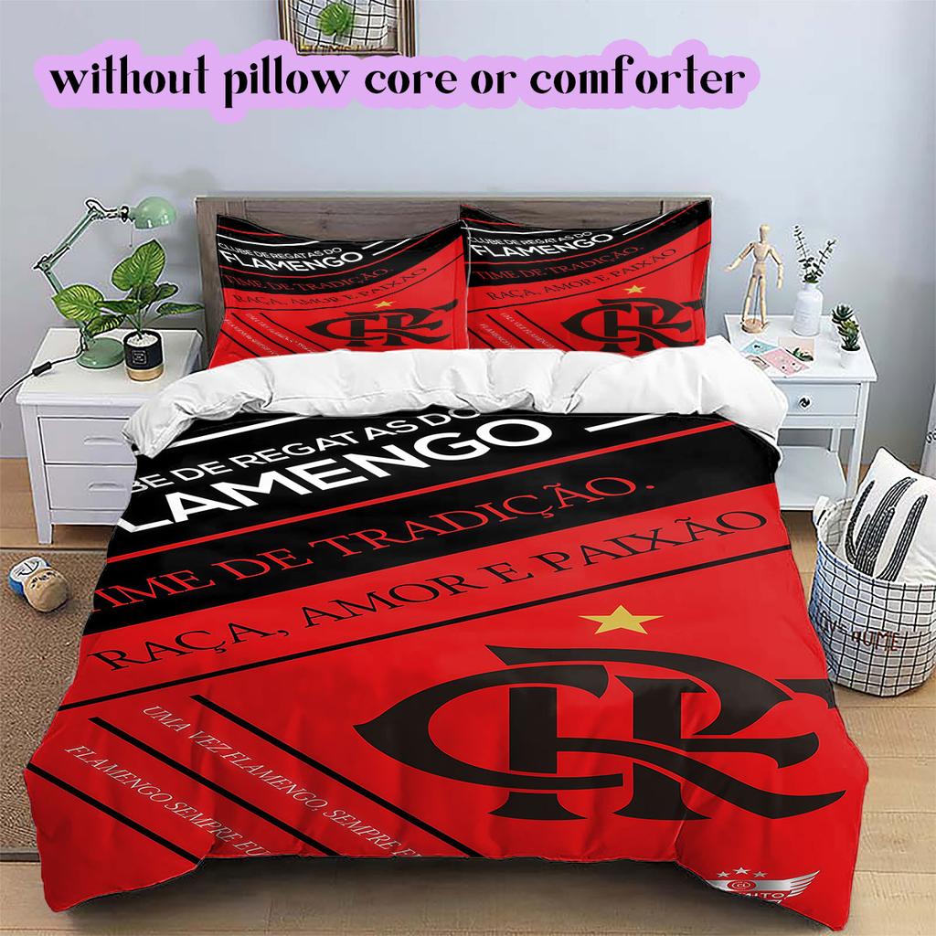 Flamengo football soccer Pattern Bedding,Quilt Set Quilt Cover Pillowcase Home Birthday Gift (1*duvet cover+2*pillowcase,without core)