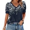 Женская Мода Повседневная V-образный вырез Короткий рукав Принт Рубашка Женские Топы