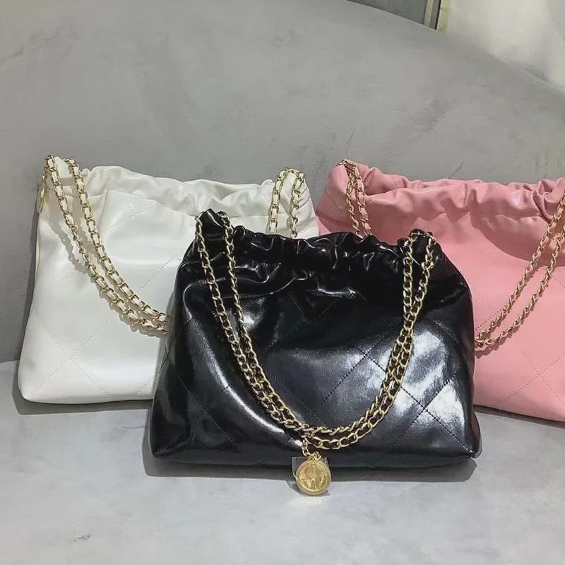 Stylish Women's Large Capacity Cowhide Tote & Bucket Bag