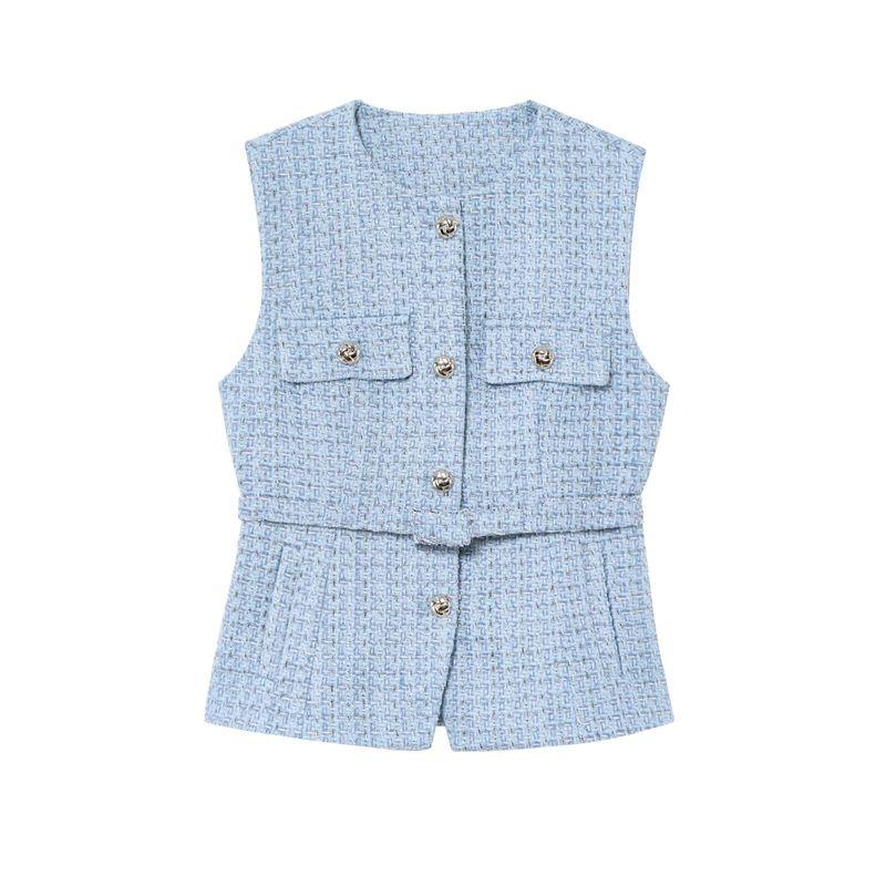 Araltay New Western Style Women Clothes Fashion With Belt Sequin Decorative Texture Vest Top 9298725