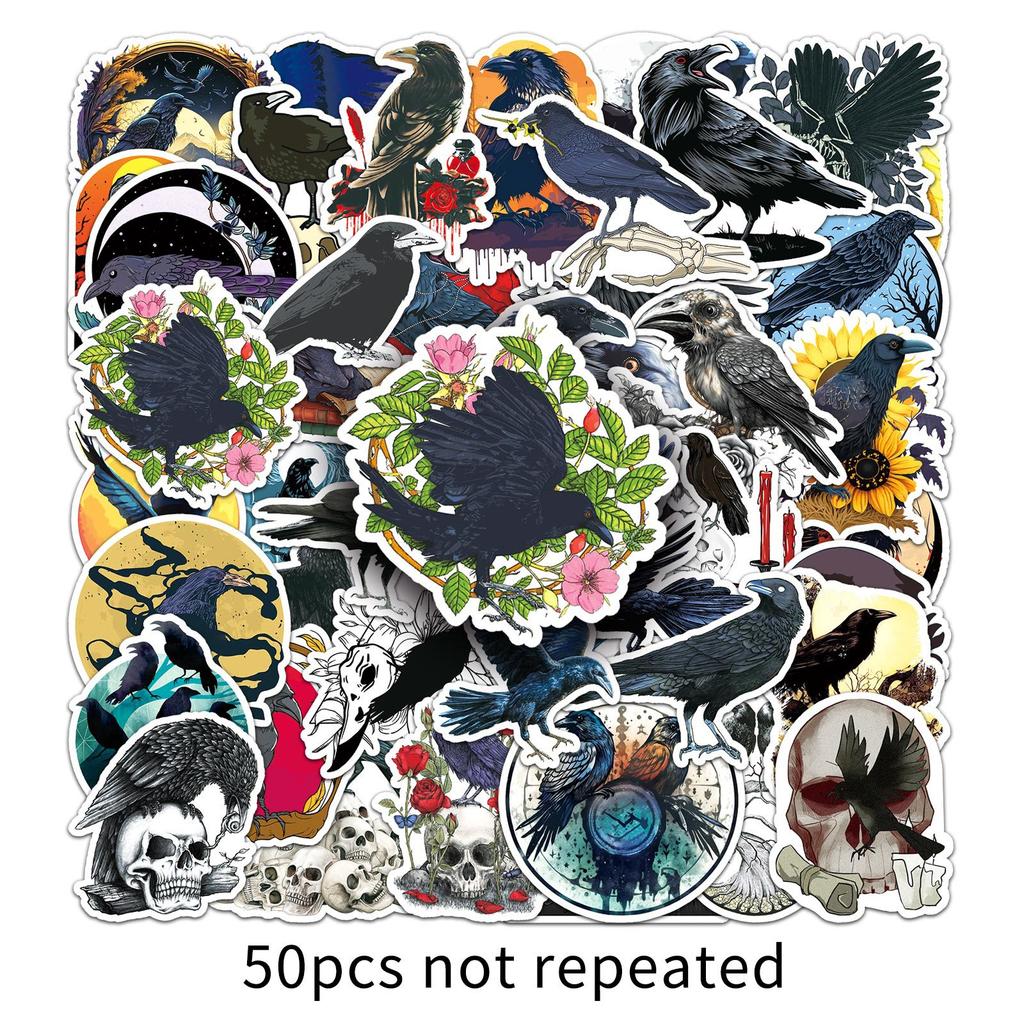 50 Crow Doodle Personality Magic Witch Creative Decoration Mobile Case Suitcase Stickers Waterproof