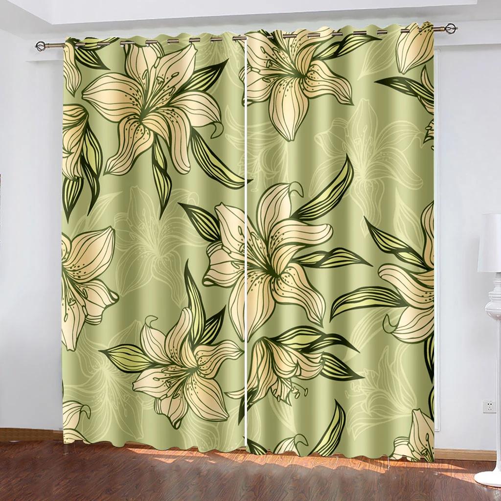 Цветочные лилии, цветник, розовые затемняющие шторы для спальни, гостиной, ванной, кухни, двери, высокое затемнение, новый узор