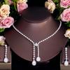 Water Drop Light Luxury Bride Zircon Jewelry Set Chain Wedding Dress Dinner Accessories Necklace Earrings Set