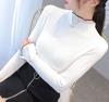 Korean Style Half Turtleneck Lace Sweater Fashion Slim Fit Flared Sleeve Pullover Tight Women's Bottoming Shirt