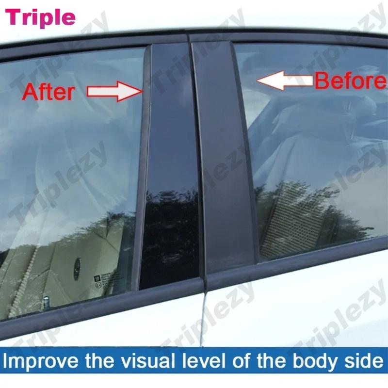 4 шт. Глянцевая черная накладка на стойку кузова в стиле Piano Black для Toyota Alphard Vellfire AH30 2015- Наклейки-молдинги на окна автомобиля из углеродного волокна