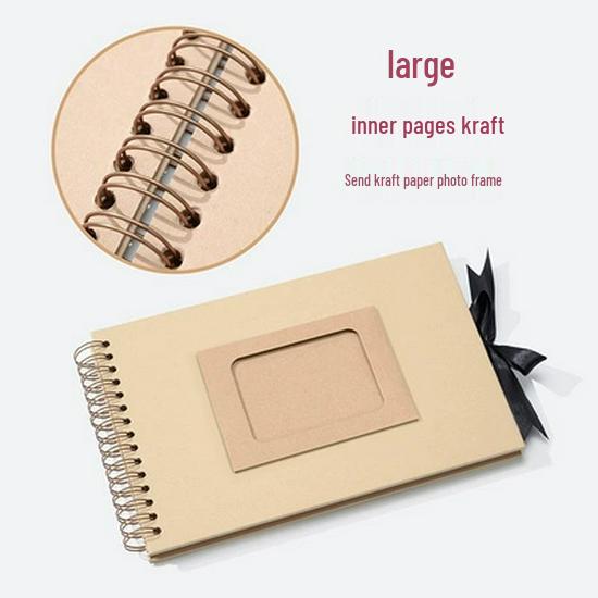 Скрапбук «Пара катушек» своими руками: Ручной Черный Фотоальбом из Крафт-бумаги с Пустыми Страницами