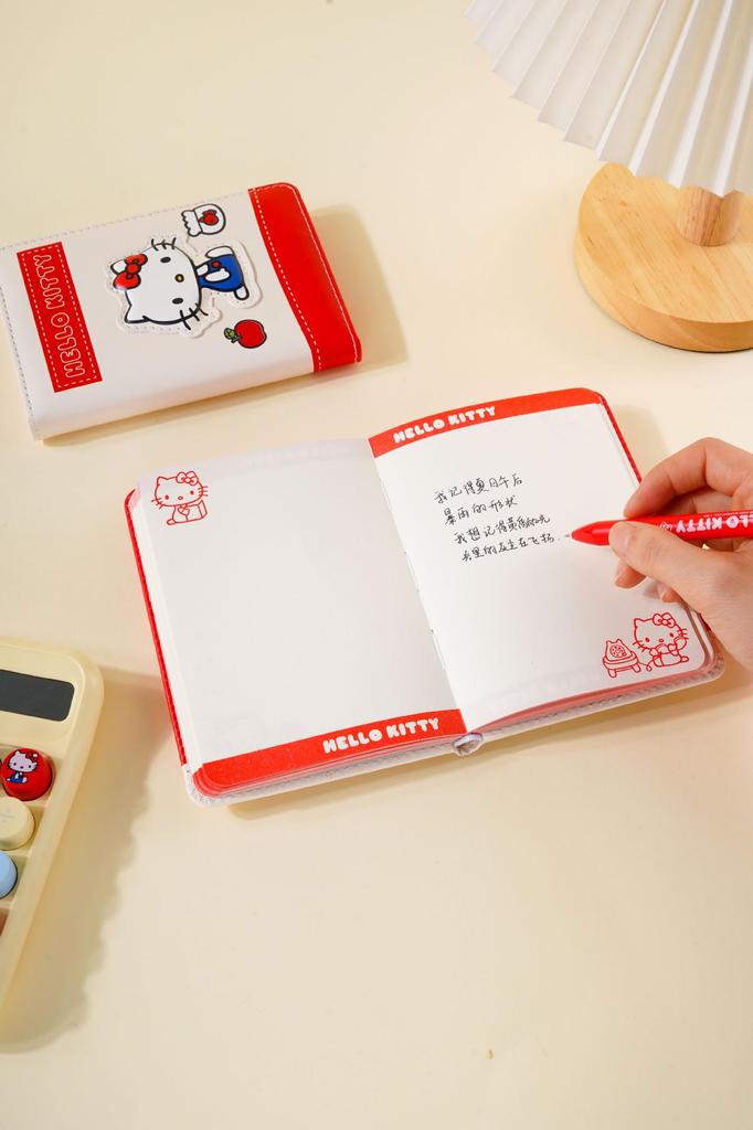 Sanrio Hello Kitty Кожаный дневник формата A6 с ремешком - Милый мультяшный дизайн