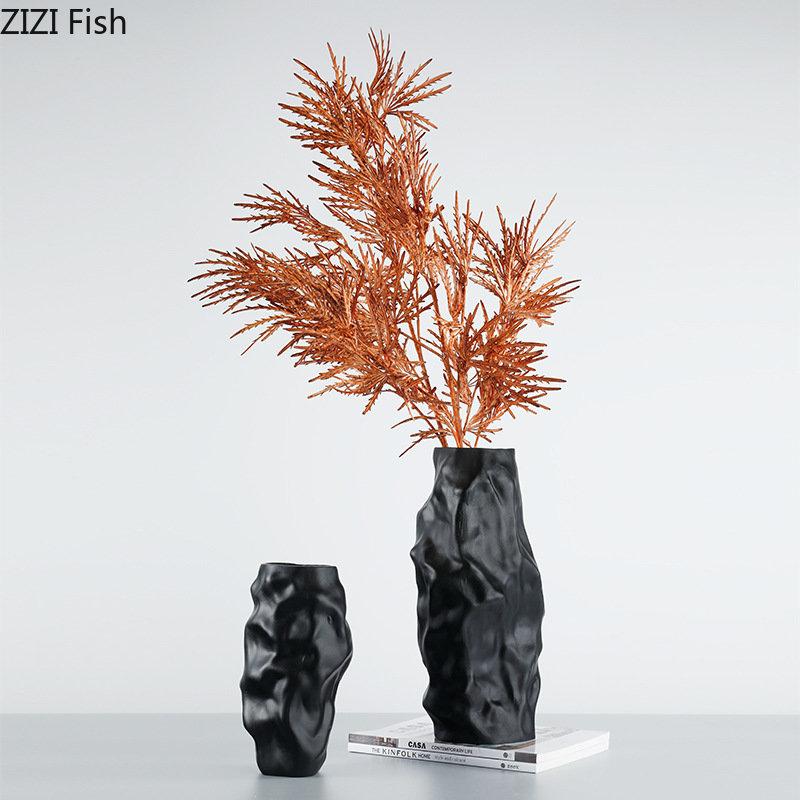 Простая керамическая ваза неправильной формы, украшение стола в гостиной, цветы, цветочная композиция, креативная ваза, ремесла, украшение для дома