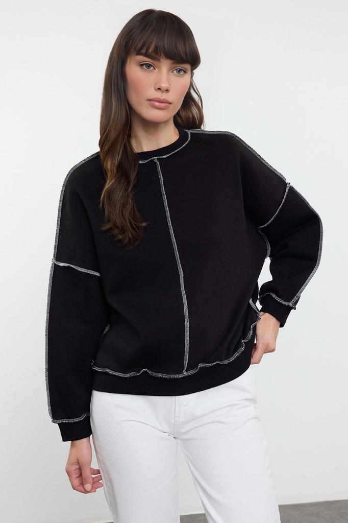 Женская модная стильная толстовка черного цвета Kariyoka, сшитая, большого размера, широкая, толстая флисовая внутри, трикотажная толстовка