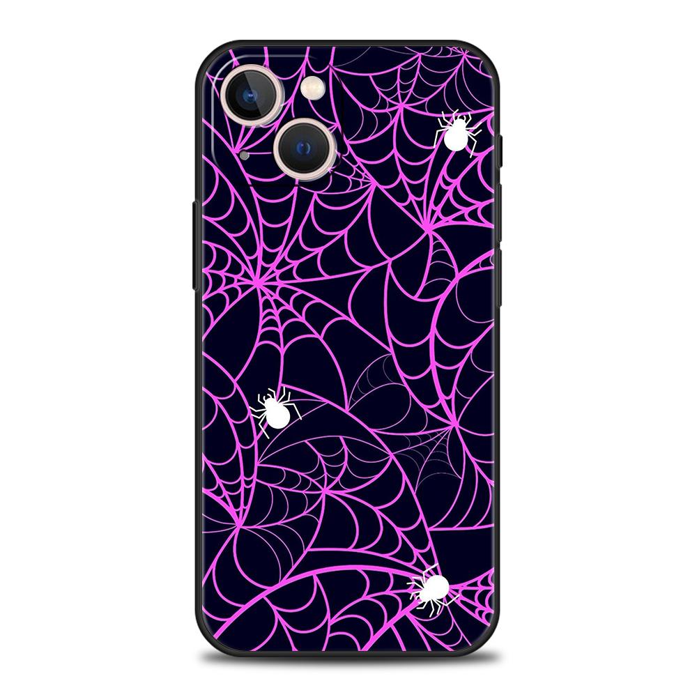 Роскошный мягкий чехол из ТПУ для iPhone 17 Air 16E 16 11 15 14 Pro MAX 12 13 7 8 Plus X XR XS SE 2022, черный, с рисунком паутины