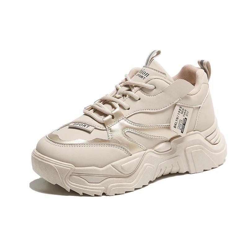 Модные женские туфли на толстой подошве для папы 2024 года, новые легкие повседневные спортивные туфли на осень и зиму для женщин. Теннисные туфли для женщин.