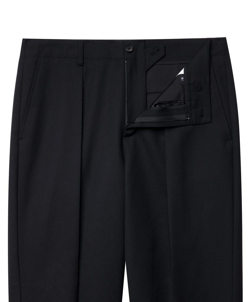 MUSINSA STANDARD Wool Blend Reverse Tuck Wide Slacks [Black]
