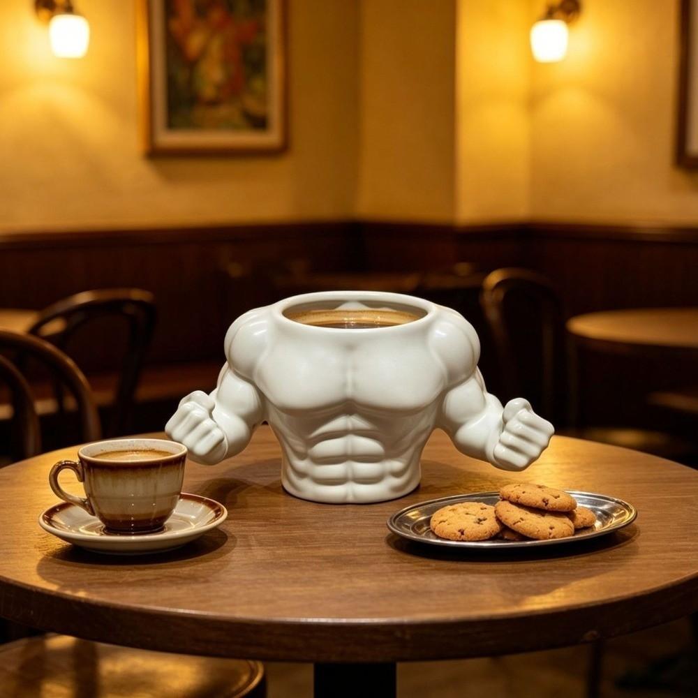 400ML Capacity Ceramic Coffee Cup Funny Male Muscle Pen Holder Quirky Water Cup Christmas Gift