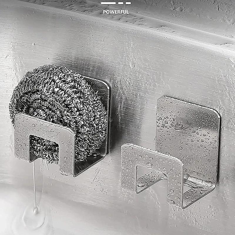 Подставка для раковины из нержавеющей стали, сушилка для кухонной раковины, держатели для губки, самоклеящийся крючок, держатель для хранения, кухонный органайзер