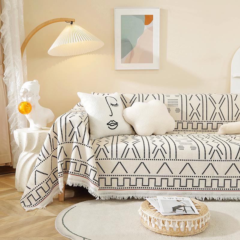 Чехол и подушка для дивана с противоскользящим покрытием в стиле бохо - для круглогодичного использования