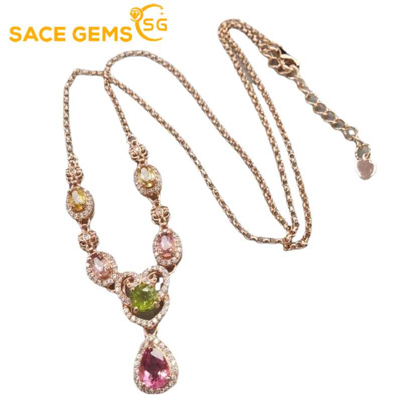 Sace Gems Ожерелья-подвески из стерлингового серебра 925 пробы с натуральным турмалином диаметром 3 мм для женщин, сверкающие ювелирные изделия, рождественский подарок
