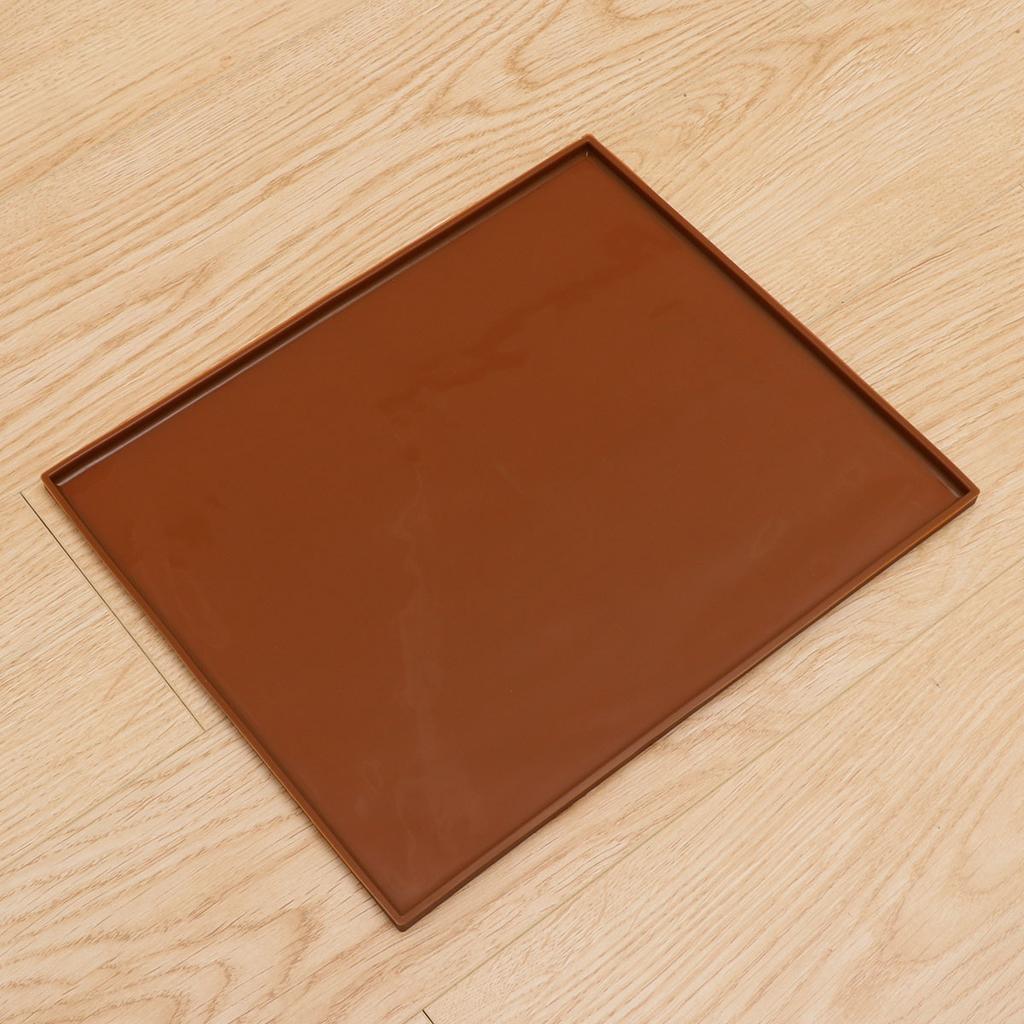 Pet Feeding Mat Silicone Waterproof Dog Cat Food Pad Non-Stick Raised Edge Washable Dishwasher Safe Cold Resistant Coffee Color