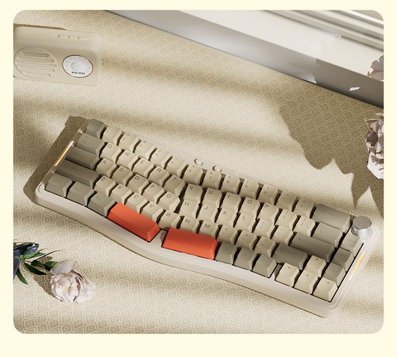 Ajazz AKS068pro Mechanical Keyboard Ergonomic Tri-Mode Gasket Structure VIA Solution Kit Finished Product