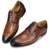 Fashion High Quality Derby Shoes Luxury Men Genuine Leather Shoes Wedding Dress Classic Casual Shoes Crocodile Pattern Free Shipping