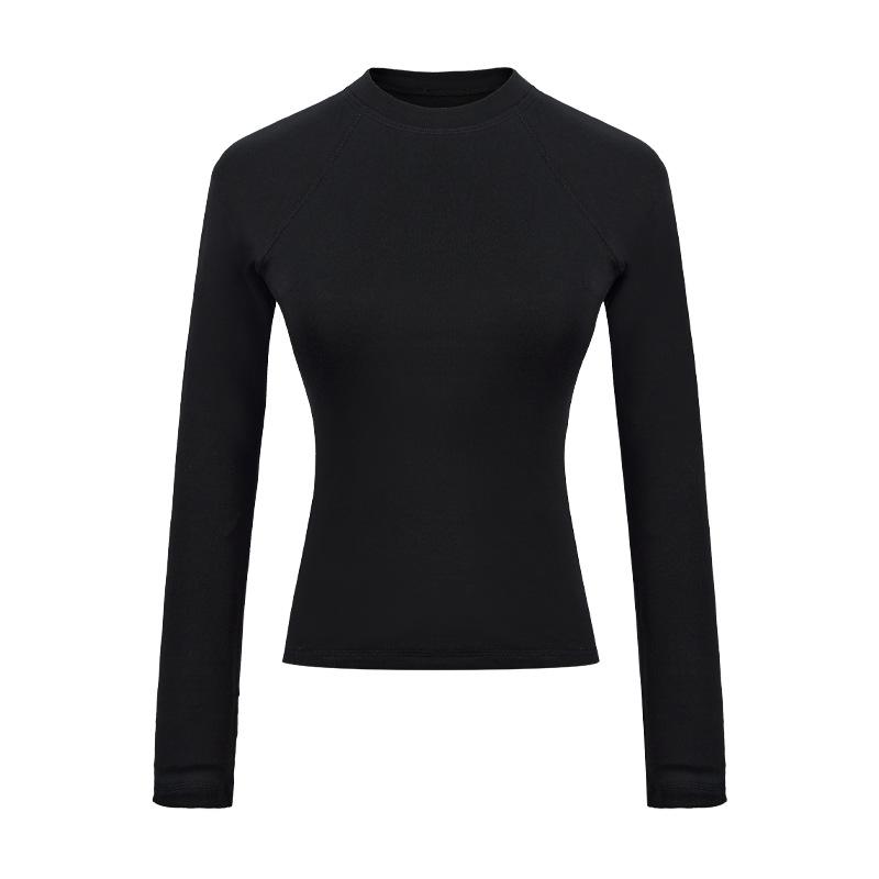 Осенний топ с длинным рукавом и круглым вырезом, футболка женская, американская, тонкая, трендовая, брендовая, однотонная