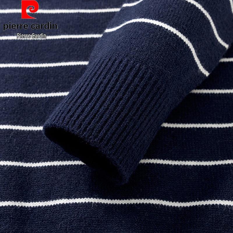 Pierre Cardin Men's Old Money Vintage Striped Henley Knit Sweater