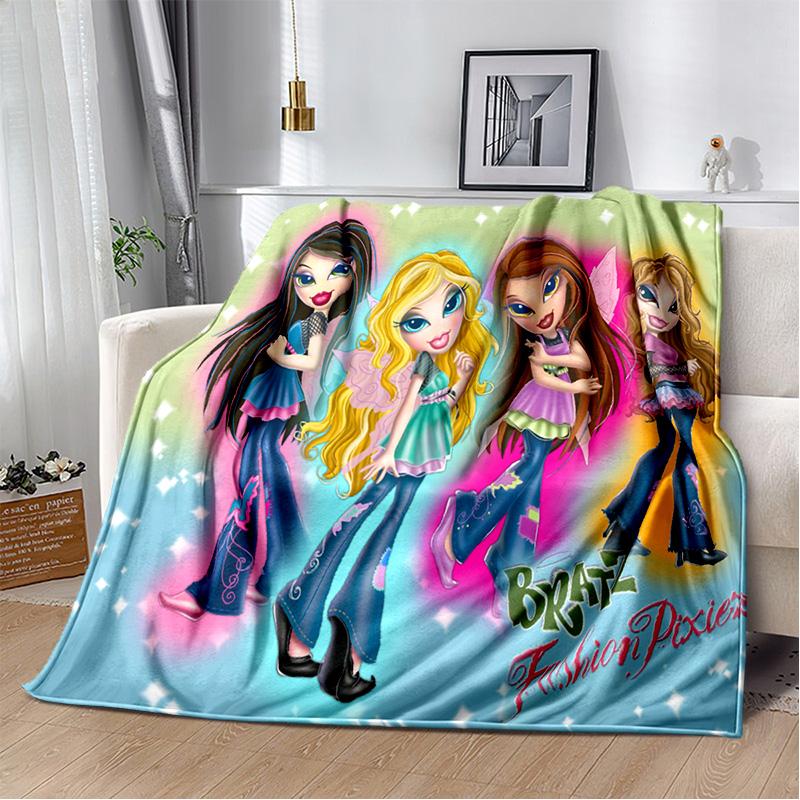 Одеяло для девочек с 3D принтом Bratz, мягкое фланелевое одеяло для дома, спальни, кровати, дивана, пикника, офиса, походного чехла, детский подарок