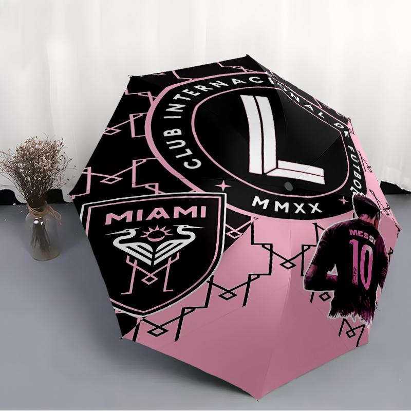 Складной зонт Inter Miami CF с принтом, для улицы, отдыха и путешествий, Прочная ткань зонта, Подарок на день рождения и праздник