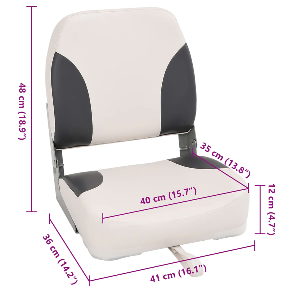 2 Piece Boat Seats with High Backrest Foldable 41 x 36 x 48 cm