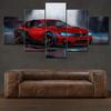 Настенная картина на холсте, рамка, HD принты, модульный постер для гостиной, 5 шт., красный спортивный автомобиль, фотографии, домашнее декоративное украшение