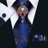 8 Designs Paisley Tie Brooch for Men Wedding Formal Silk Necktie Hanky Cufflink Set