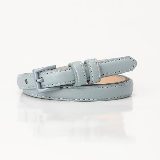 Women Thin Pants Belt Solid Color Faux Leather Waistband Adjustable Length Multi Holes Design Jeans Belt