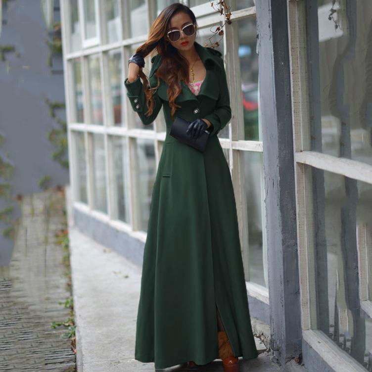 Winter Women Slim Elegant Classic Cashmere Single Button Long Coat