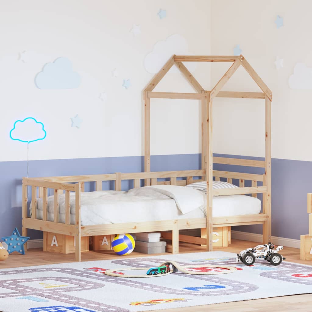 Daybed with Canopy 80 x 200 cm Solid Pine Wood