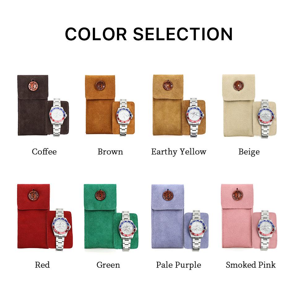 Handmade Genuine Leather Single Watch Bags for Men Retro Anti-Scratch Suede Leather Watch Case Women Watch Holders Soft Watch Storage Pouch