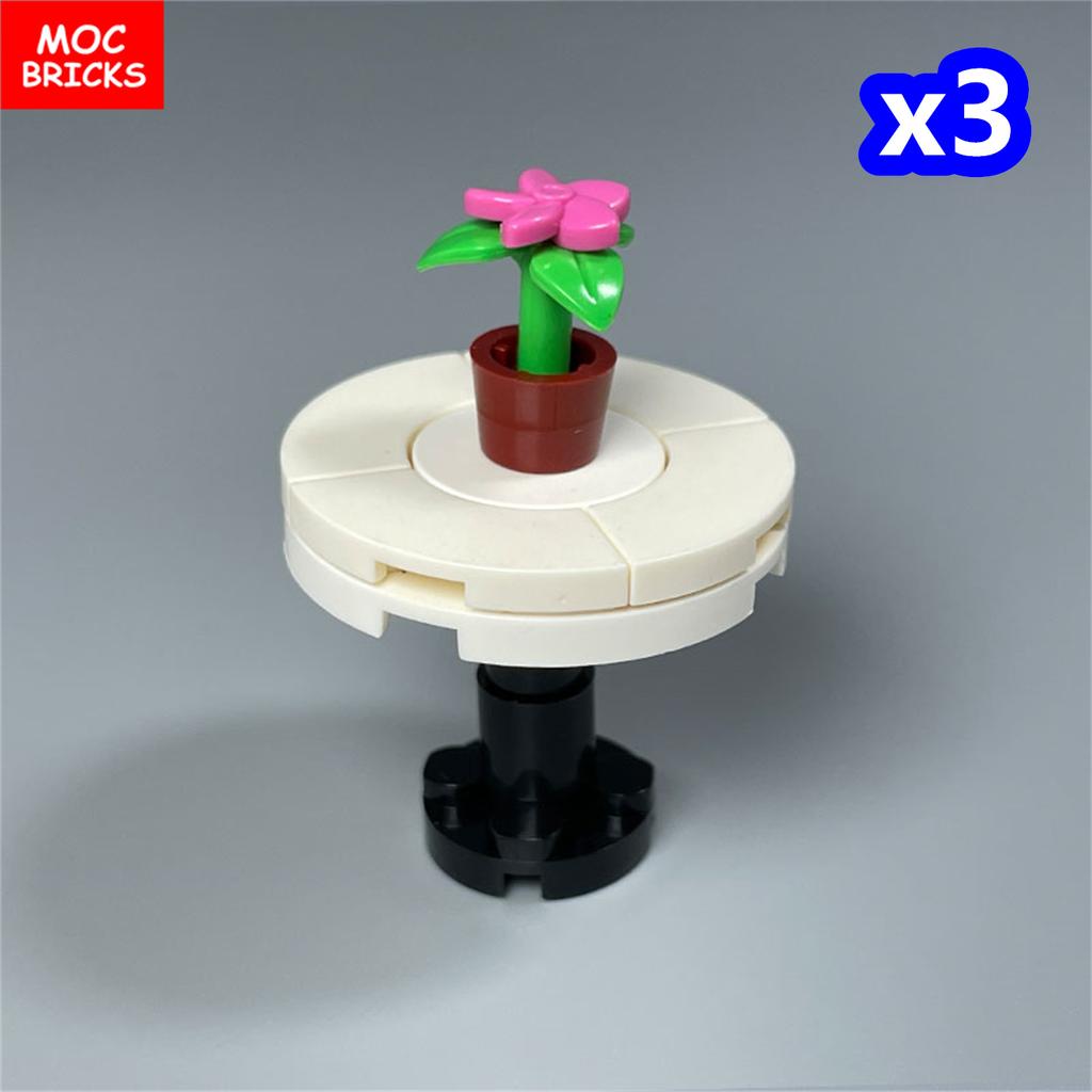 Non-Toxic Moc Bricks Window Fence Arch White Winter Snow Horse Figure City Architectural Church Accessories Children Christmas Toys