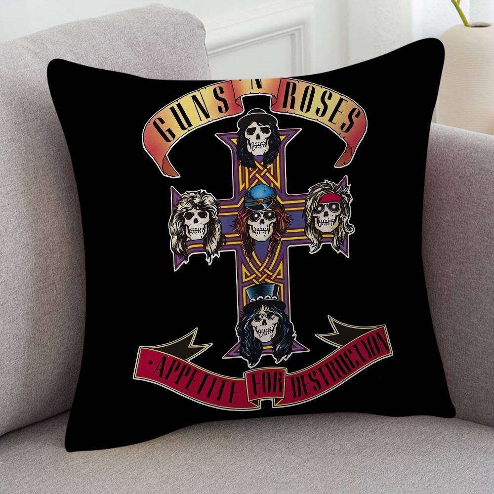 Rock Band Guns N Roses Cute Cartoon L Game Cushion Cover Pillowcase Upholstery Sofa Throw Pillow Home Decor Pillowcas