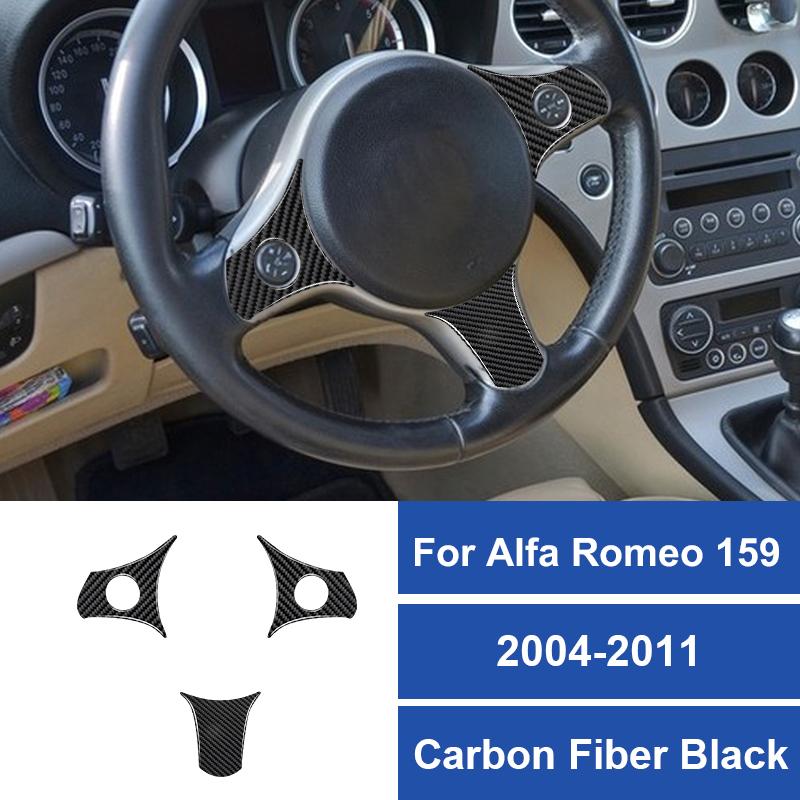 1Set Real Carbon Fiber For Alfa Romeo 159 2004-2011 Car Steering Wheel Button Panel Trim Stickers Car Interior Accessories