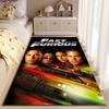 Movie Poster Area Rug, Fast and Furious Dom Brian Car Race Vintage Poster Print, Action Movie Fan Decor, Non-Slip Mat