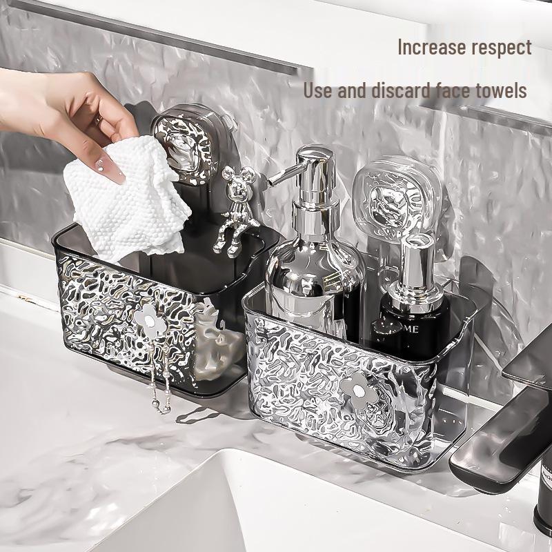 Настенный ящик для хранения полотенец для лица на присосках для ванной комнаты