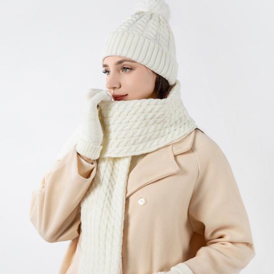 3 шт./комплект унисекс зимняя шапка шарф перчатки комплект толстые трикотажные защитные шапки перчатки эластичные