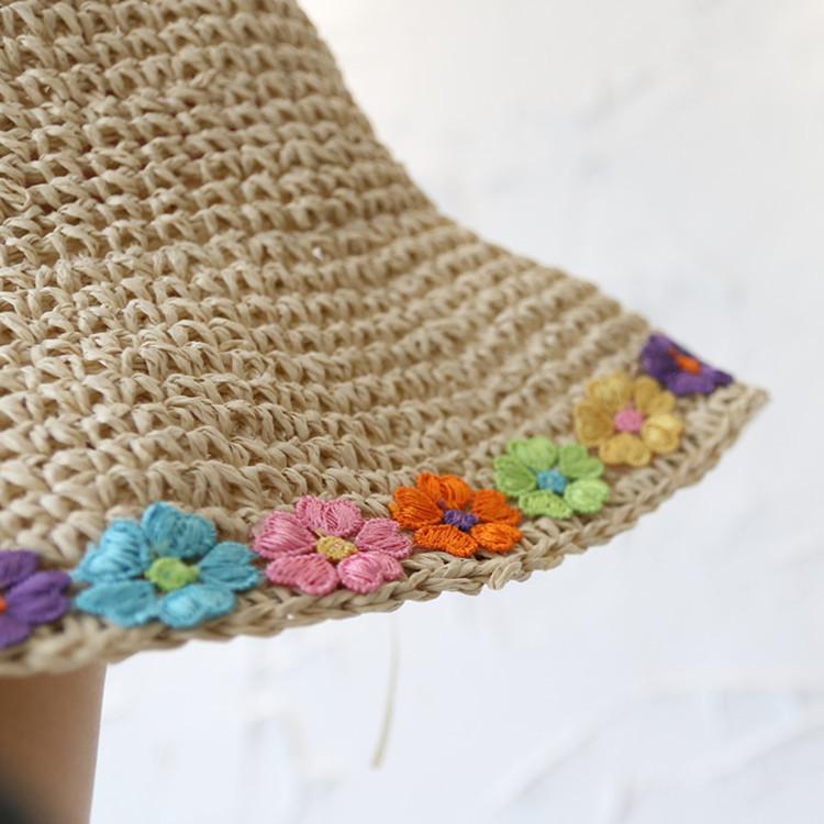 Корейская соломенная шляпа Ins Color Flower, летняя шляпа от солнца для женщин, сомбреро де плайя, панама для женщин