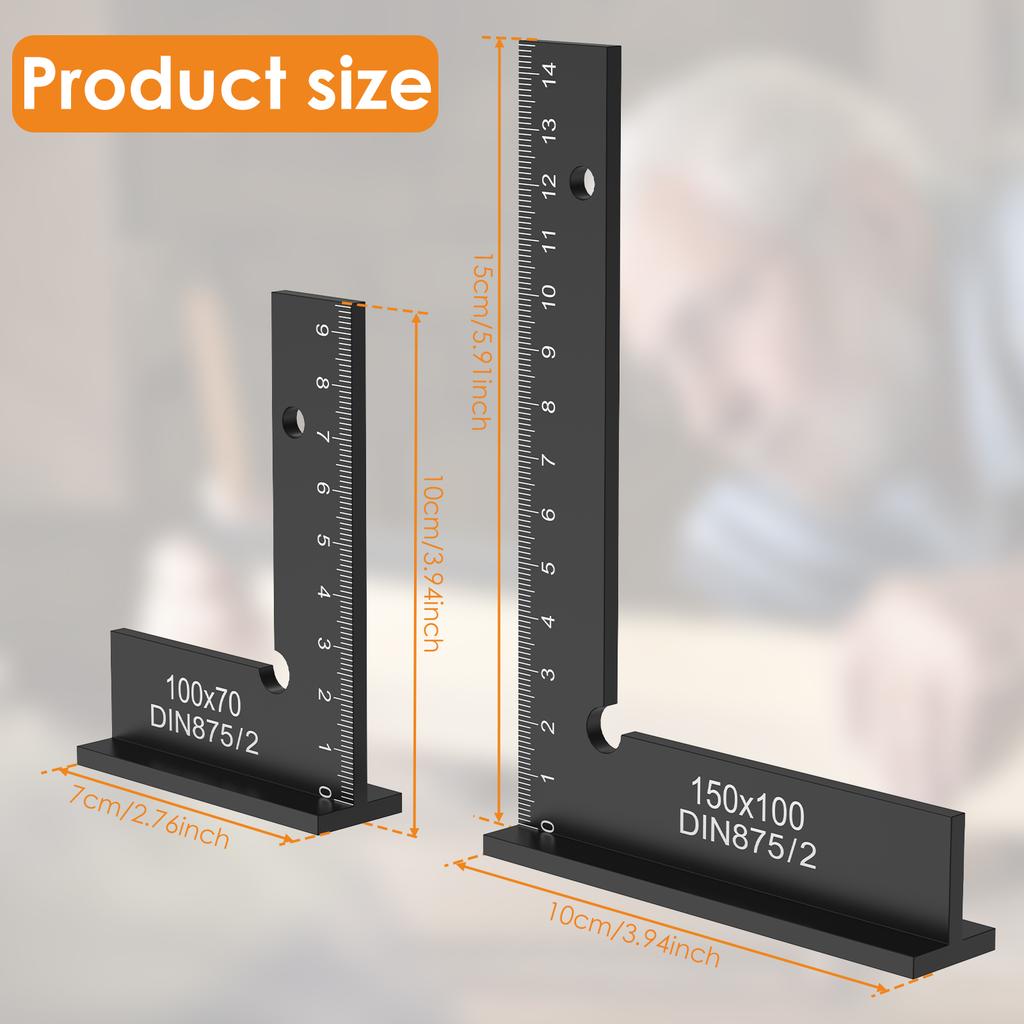 2 шт. Инженерный квадратный угольник Портативный слесарный угольник Алюминиевый сплав 90 градусов Прямоугольный угольник Прецизионный плотницкий измерительный инструмент