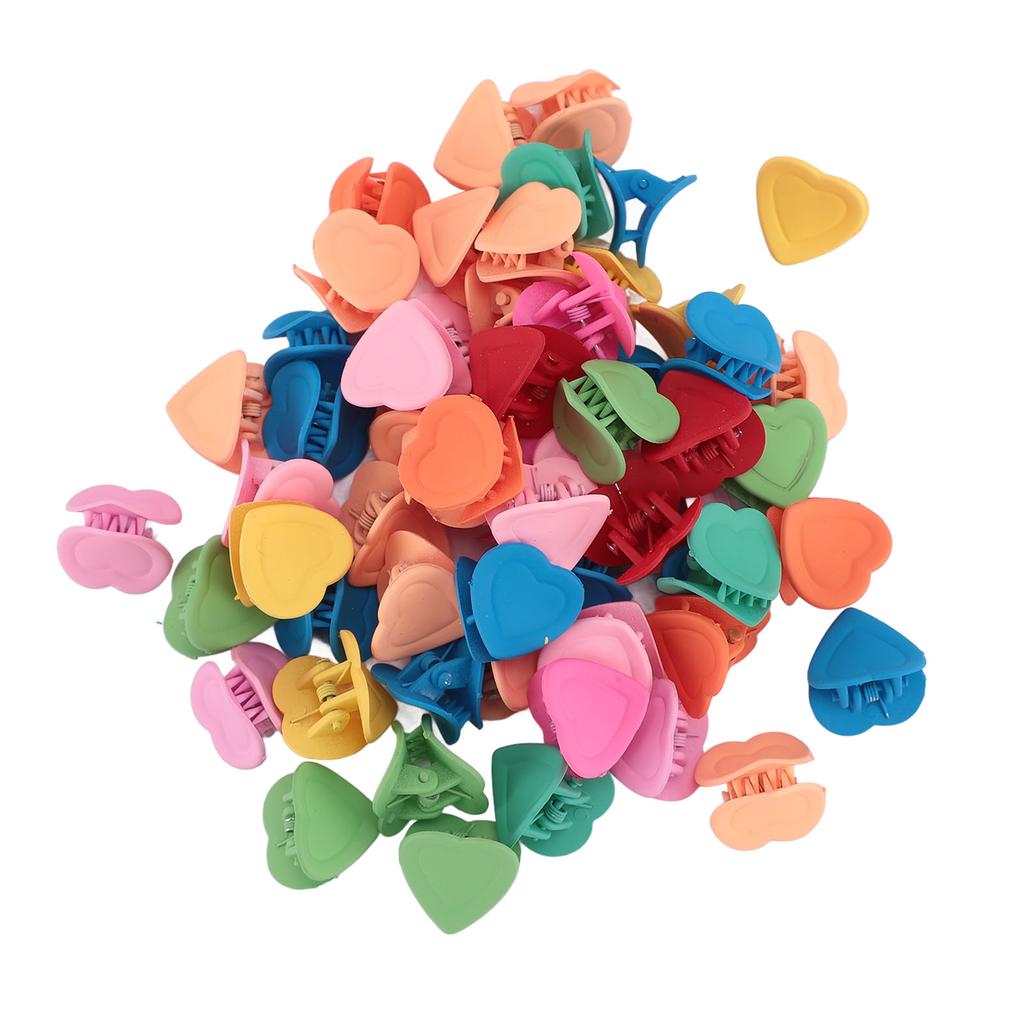 100pcs Mini Heart Claw Clips Tiny Cute Hairpin Hair Decoration Accessories Children Colorful Hair Cl